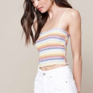PacSun Tops - rainbow stripped lettuce edge crop top PacSun Tops - rainbow stripped lettuce edge crop top
